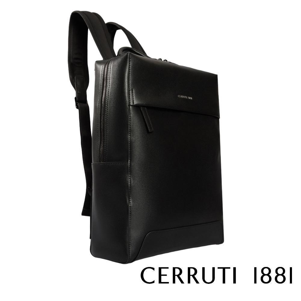 Cerruti 1881 限量2折 義大利頂級小牛皮後背包 全新專櫃展示品(黑色 6761M)