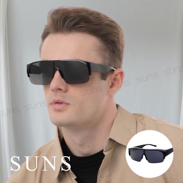 SUNS MIT偏光墨鏡 經典黑 大框太陽眼鏡 抗UV/可套鏡(296)