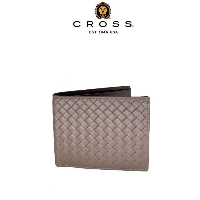 CROSS 高仕 限量2折 頂級小牛皮編織紋8卡短夾 全新專櫃展示品 鴿子灰