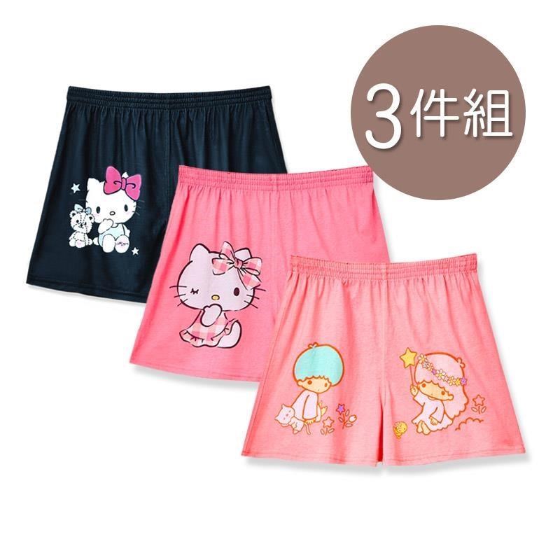 ONEDER 旺達 三麗鷗平口褲 凱蒂貓 雙子星平口褲-M/L/XL-3件組