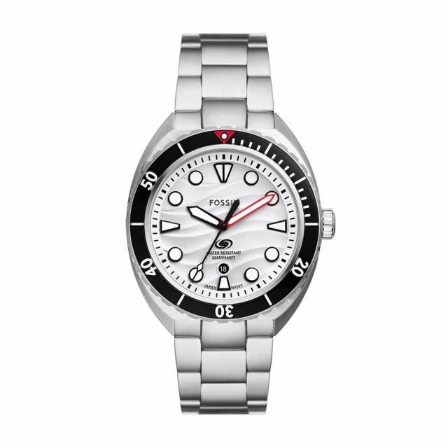 FOSSIL Breaker 經典知性潛水手錶 銀色不鏽鋼鍊帶 42MM (FS6063)