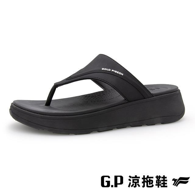 G.P 啟蒙 (女)G-LUX防滑避震優雅人字夾腳拖鞋 女鞋-黑色