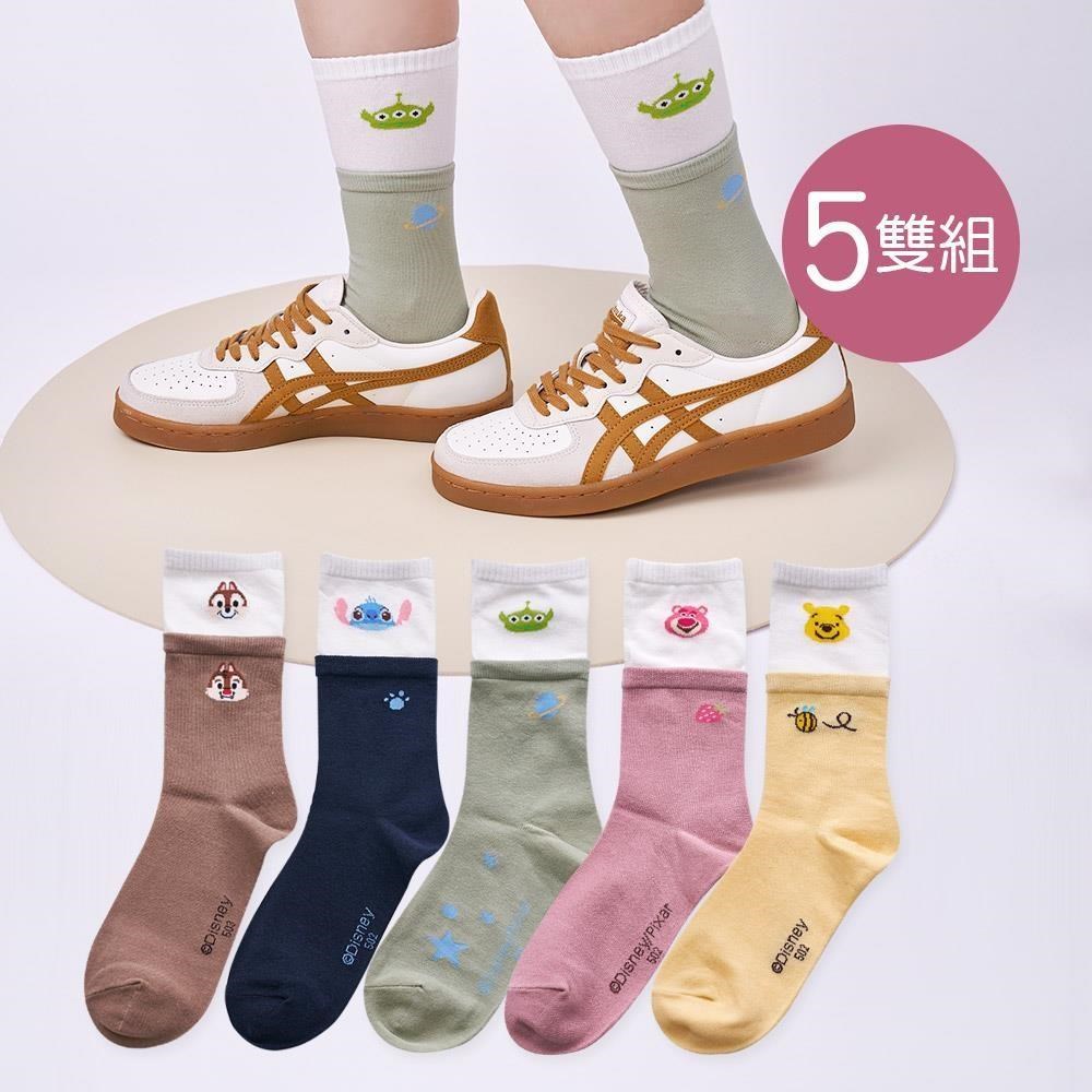ONEDER 旺達 迪士尼系列長統襪 小熊維尼 熊抱哥女長襪 22~26cm-5雙組(TO-C502)