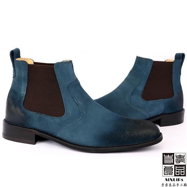 孝良品 英倫摩登牛巴戈雀爾喜短靴 藍