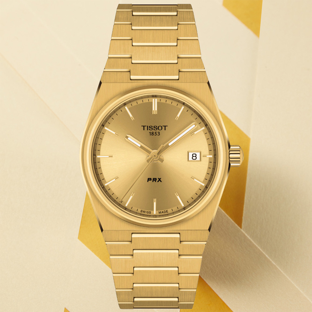 TISSOT 天梭 官方授權 PRX系列 簡約復古石英腕錶-金 錶 週年慶 雙11 / T1372103302100 / T137.210.33.021.00