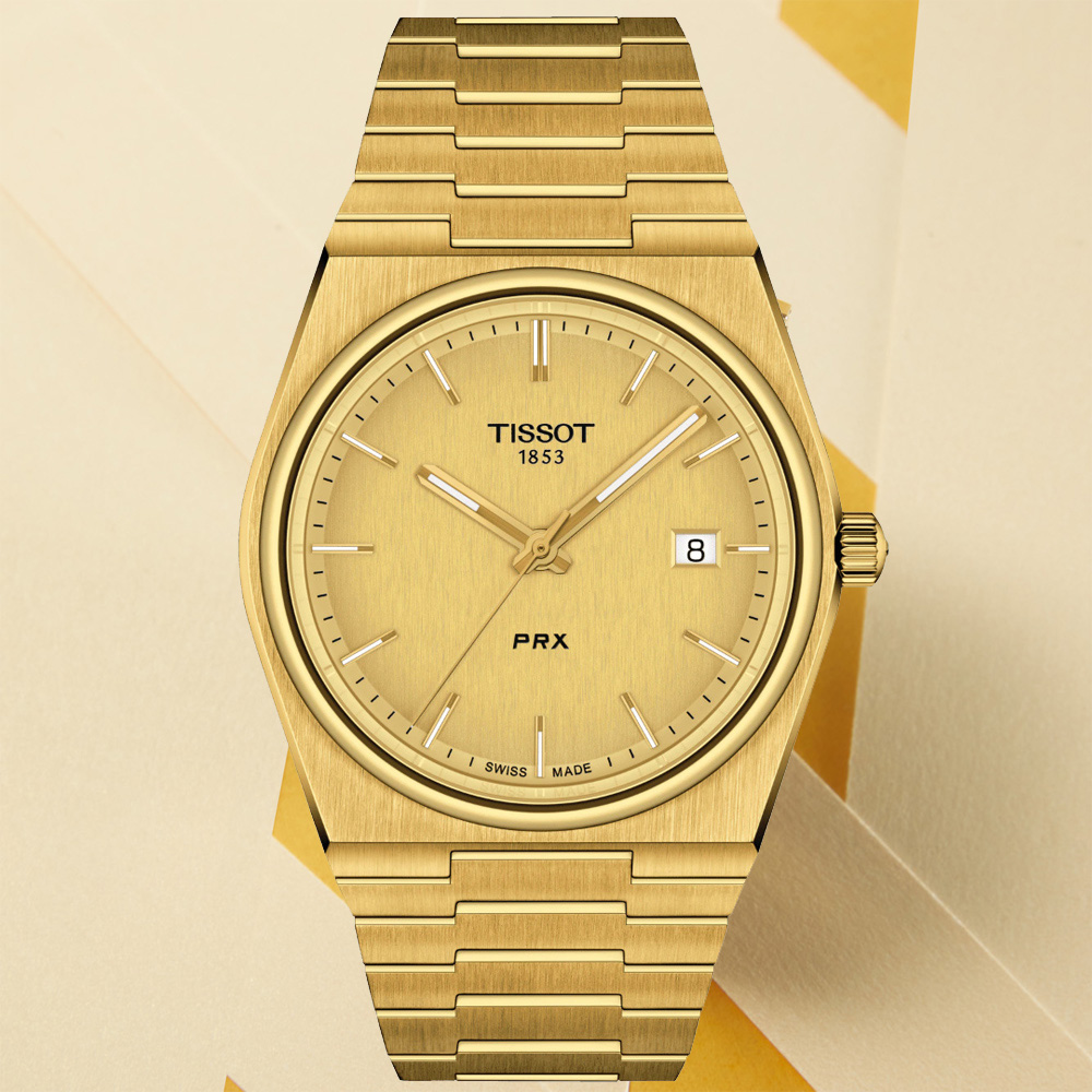 TISSOT 天梭 官方授權 PRX系列 簡約復古石英腕錶-金 錶 週年慶 雙11 / T1374103302100 / T137.410.33.021.00
