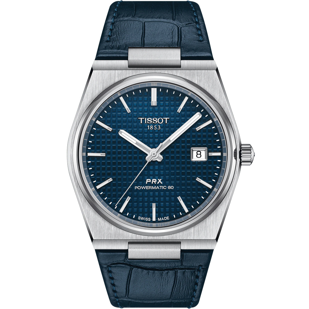 TISSOT 天梭 官方授權 PRX 系列 70年代復刻機械錶 周年慶獻禮-藍/40mm T137.407.16.041.00