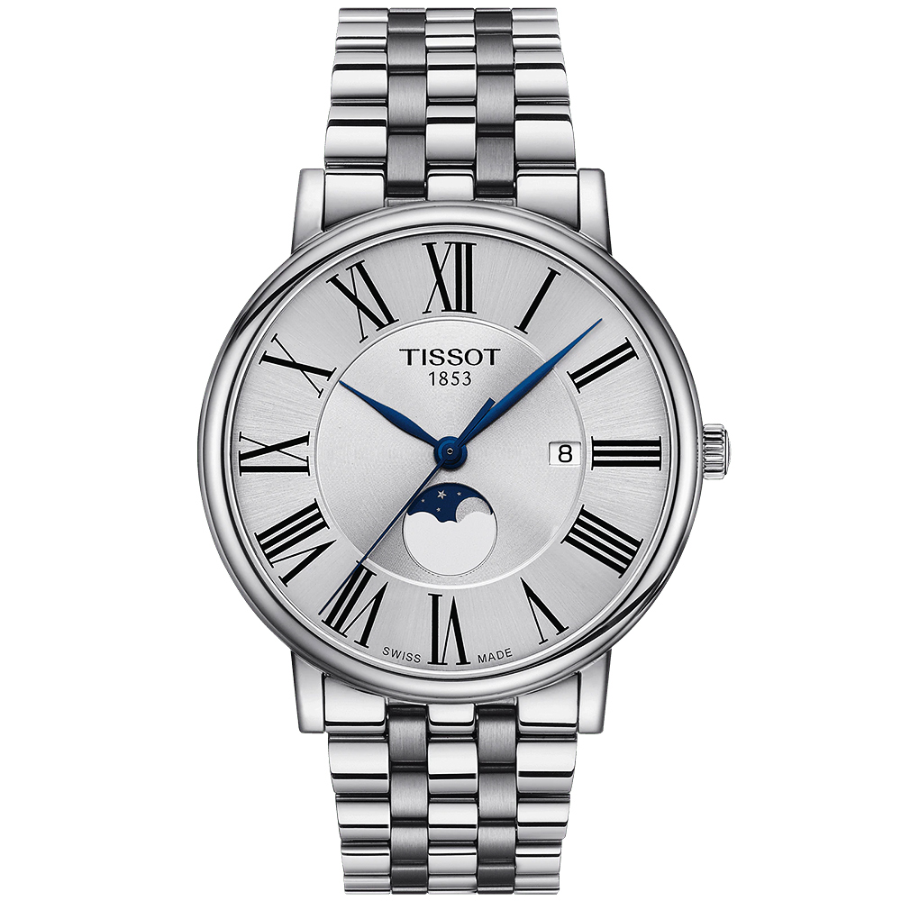 TISSOT 天梭 官方授權 Carson 羅馬月相石英錶 周年慶獻禮-40mm T122.423.11.033.00
