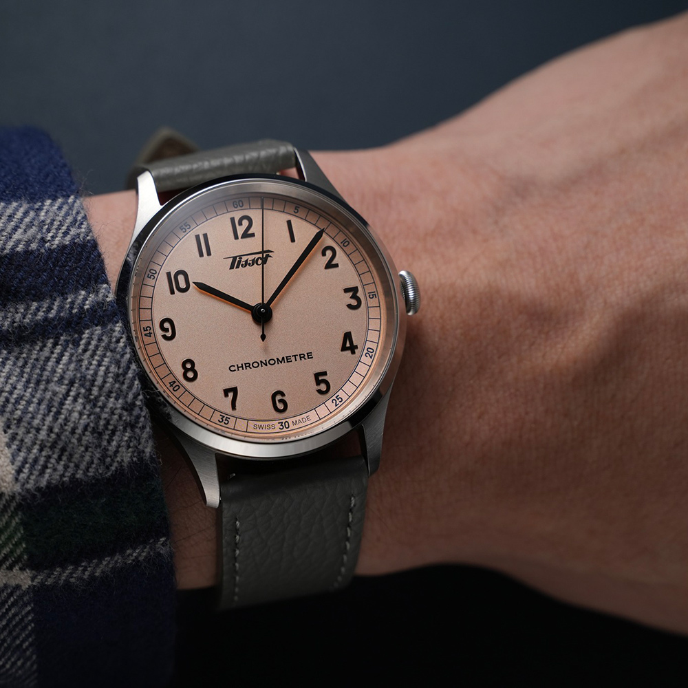 TISSOT 天梭 Heritage 1938 COSC 天文台認證機械錶-T1424641633200/鮭魚粉