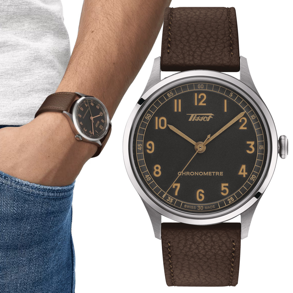 TISSOT 天梭 官方授權 Heritage 1938 天文台 機械腕錶 錶 週年慶 雙11 / T1424641606200 / T142.464.16.062.00