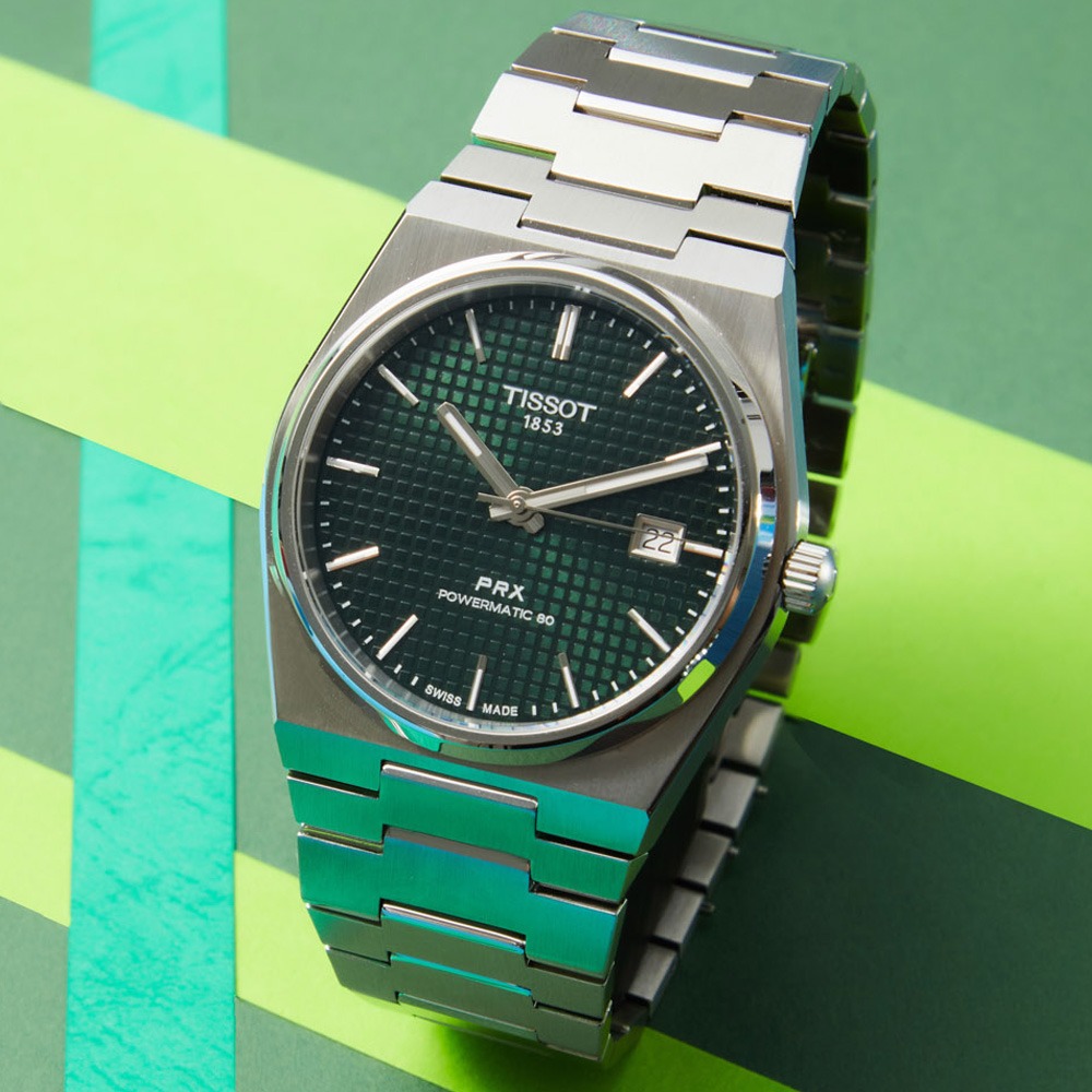TISSOT 天梭 官方授權 PRX 簡約復古機械腕錶-綠 錶 週年慶 雙11 T1374071109100 / T137.407.11.091.00
