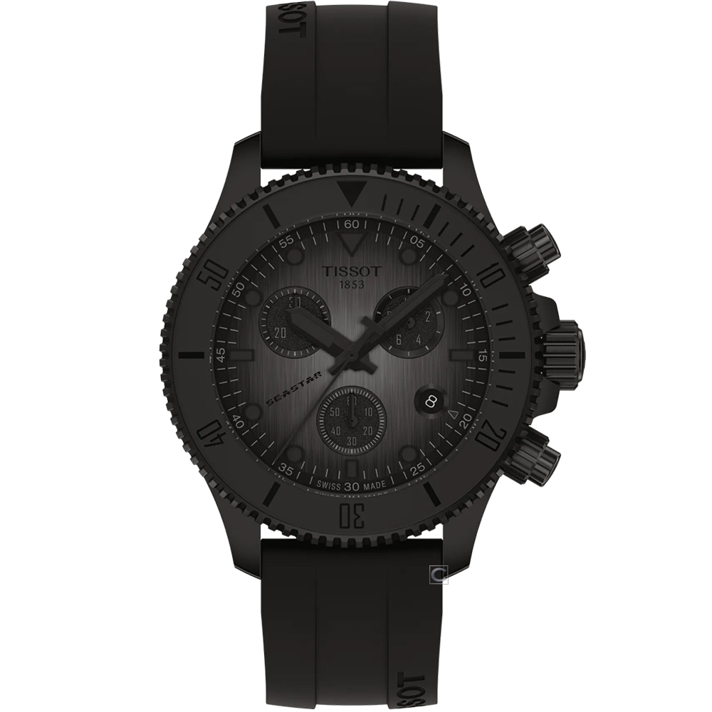 TISSOT 天梭 官方受權 SEASTAR 1000 海星38mm 計時運動錶 女錶 中性錶-T1202173706100