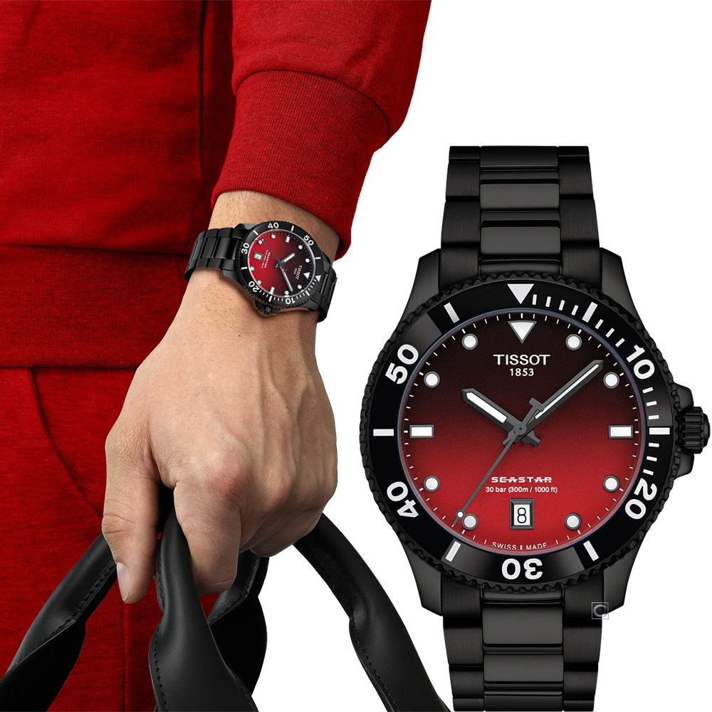 TISSOT 天梭 官方授權 SEASTAR 1000 海星 300米防水錶 男錶 手錶-40mm T1204103342100