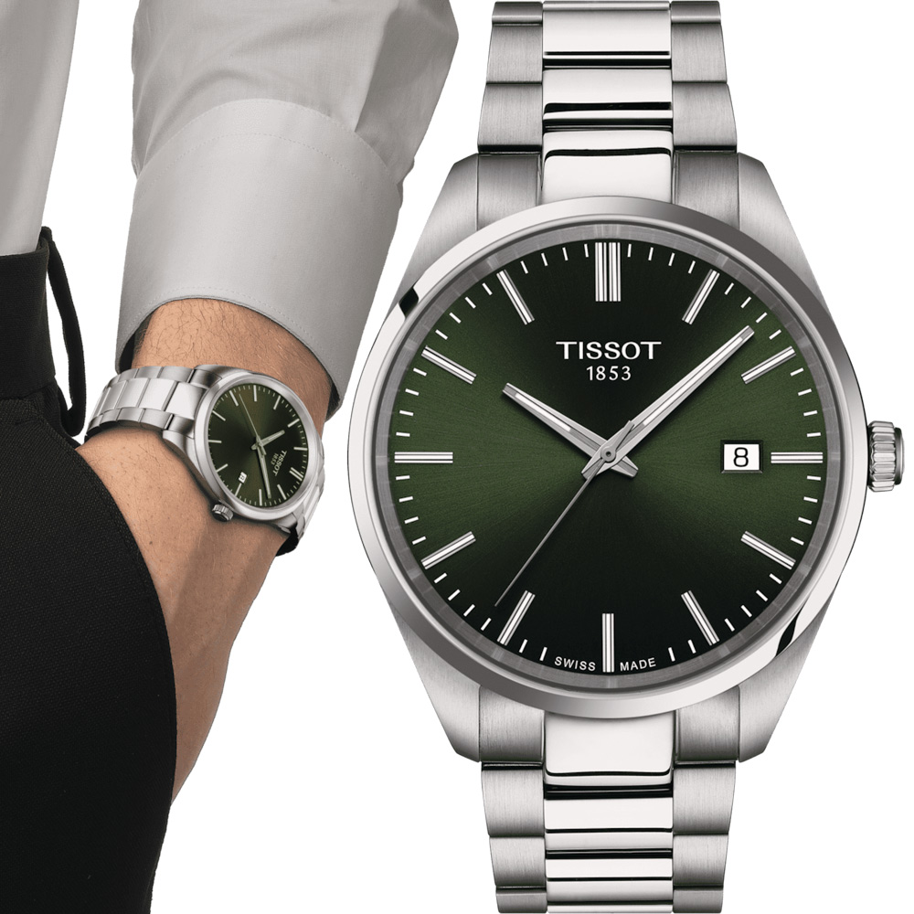 TISSOT 天梭 錶 PR 100 簡約時尚男錶-T1504101109100/綠40mm