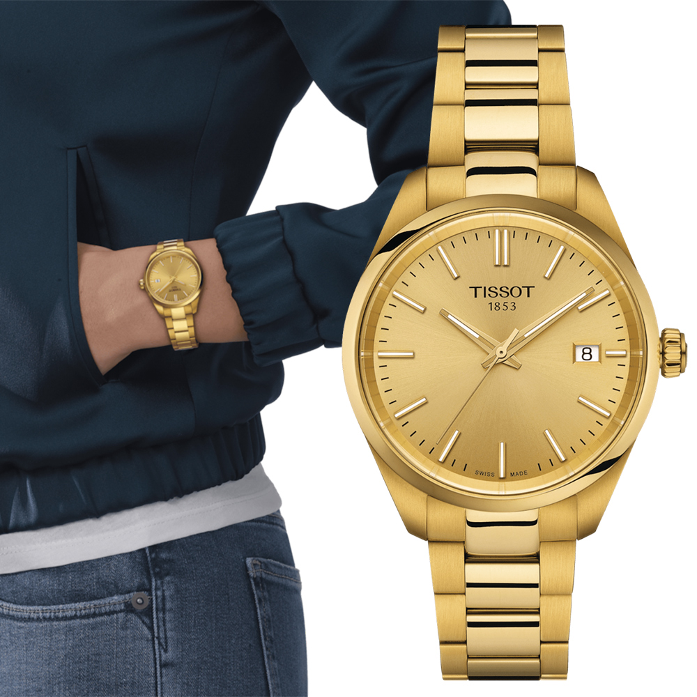 TISSOT 天梭 官方授權 PR100 經典簡約氣質腕錶/金/34mm/T1502103302100