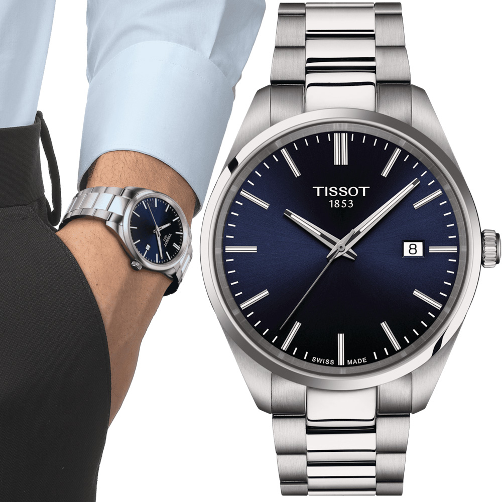 TISSOT 天梭 錶官方授權 PR 100 簡約時尚男錶-T1504101104100/藍40mm