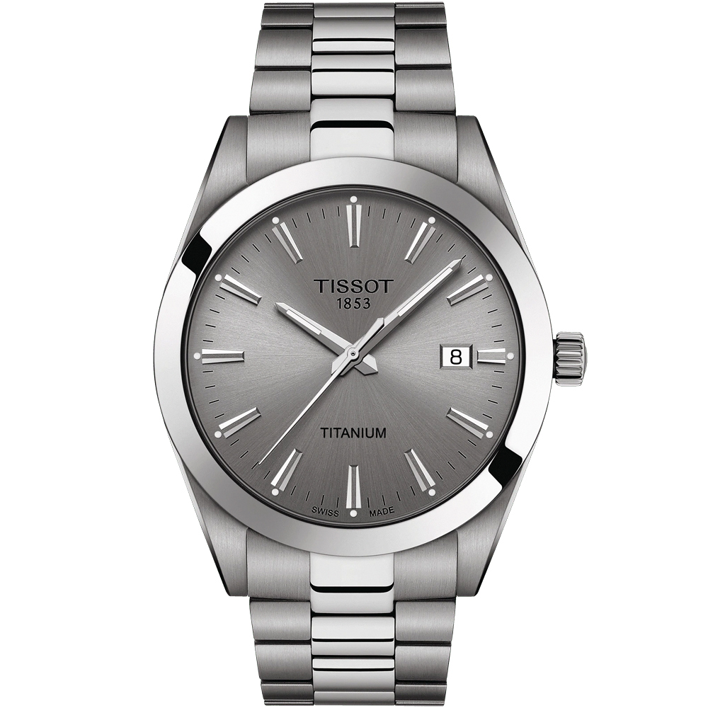 TISSOT 天梭 官方授權 GENTLEMAN 鈦金屬 紳士石英手錶 百貨周年慶-灰/40mm T1274104408100