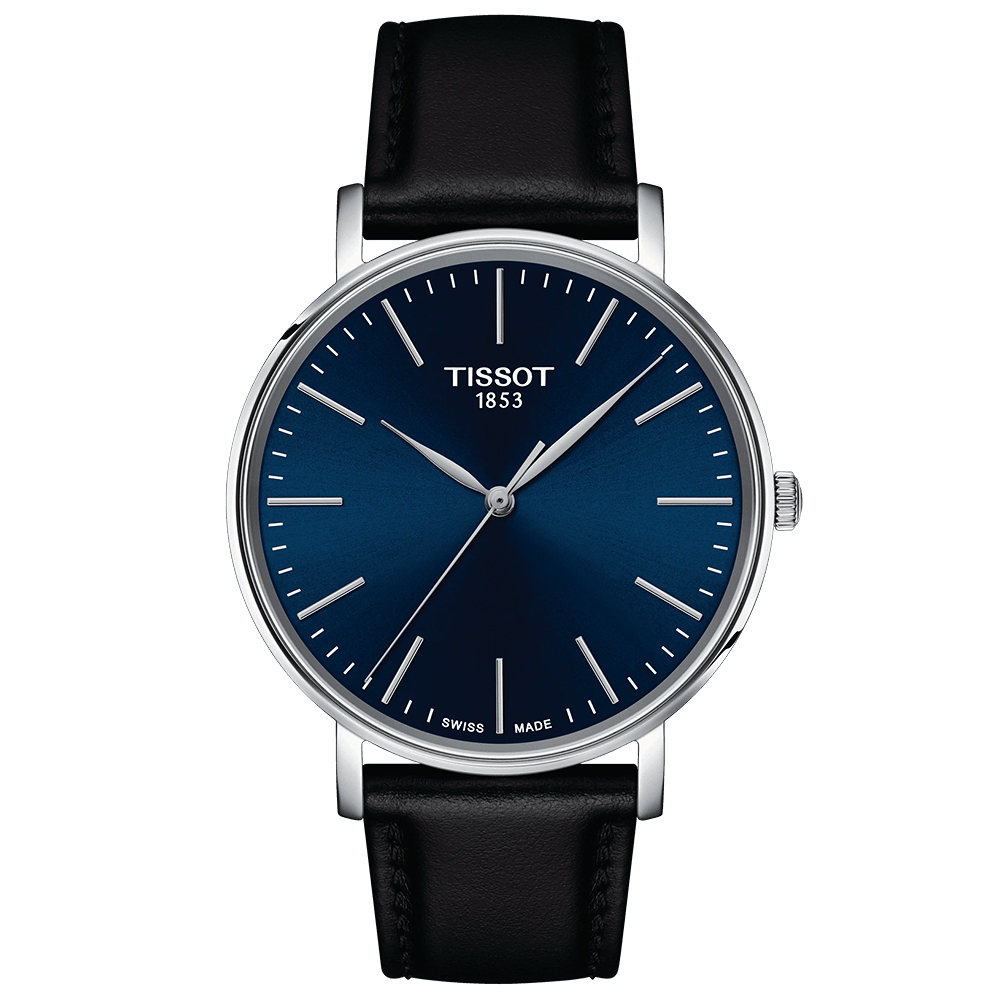 TISSOT 天梭 官方授權 Everytime 經典雋永石英手錶 雙11盛典-黑x藍/40mm T143.410.16.041.00