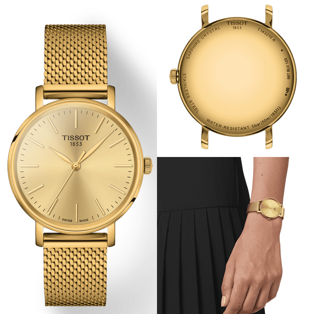 TISSOT 天梭 官方授權 Everytime 經典雋永時尚錶-T1432103302100/34mm金