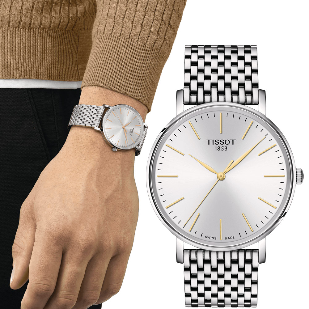 TISSOT 天梭 EVERYTIME 經典簡約大三針腕錶-T1434101101101/40mm