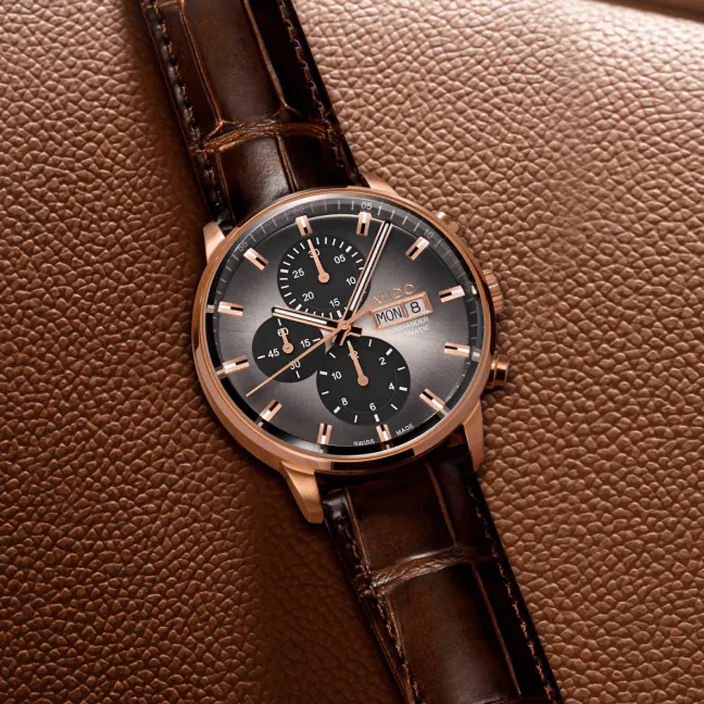 MIDO 美度 官方授權 COMMANDER 香榭系列特別版 三眼計時機械錶 套錶 百貨周年慶-42.5mm M0164143608100