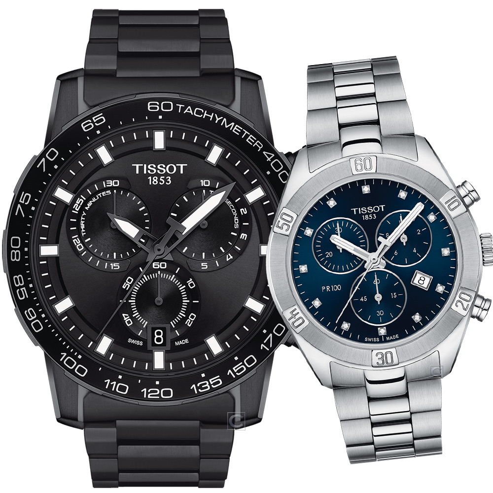 TISSOT 天梭 官方授權 運動時尚對錶-T1256173305100+T1019171104600