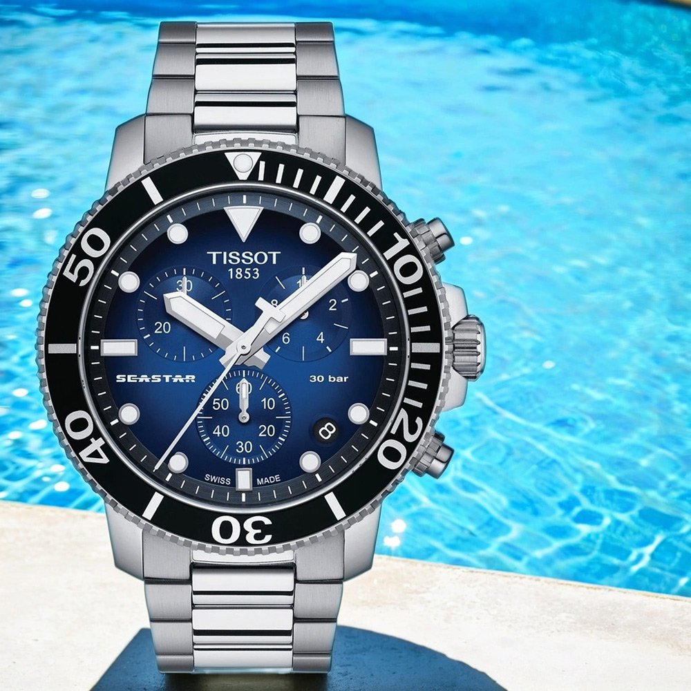 TISSOT 天梭 官方授權 Seastar 1000 海洋之星300米潛水計時錶 百貨周年慶-45mm T1204171104101