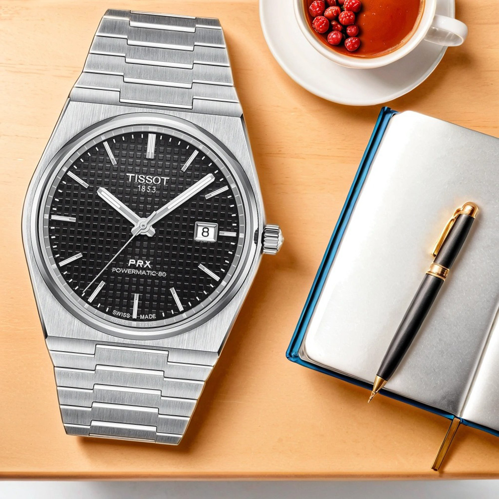 TISSOT 天梭 官方授權 PRX 系列 70年代復刻機械錶 百貨周年慶-黑/40mm T1374071105100