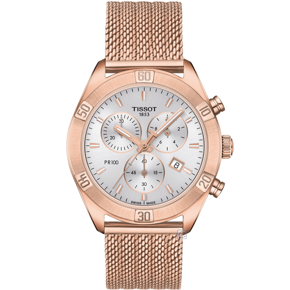 TISSOT 天梭 官方授權 PR100 SPORT 運動時尚計時錶(T1019173303100)38mm