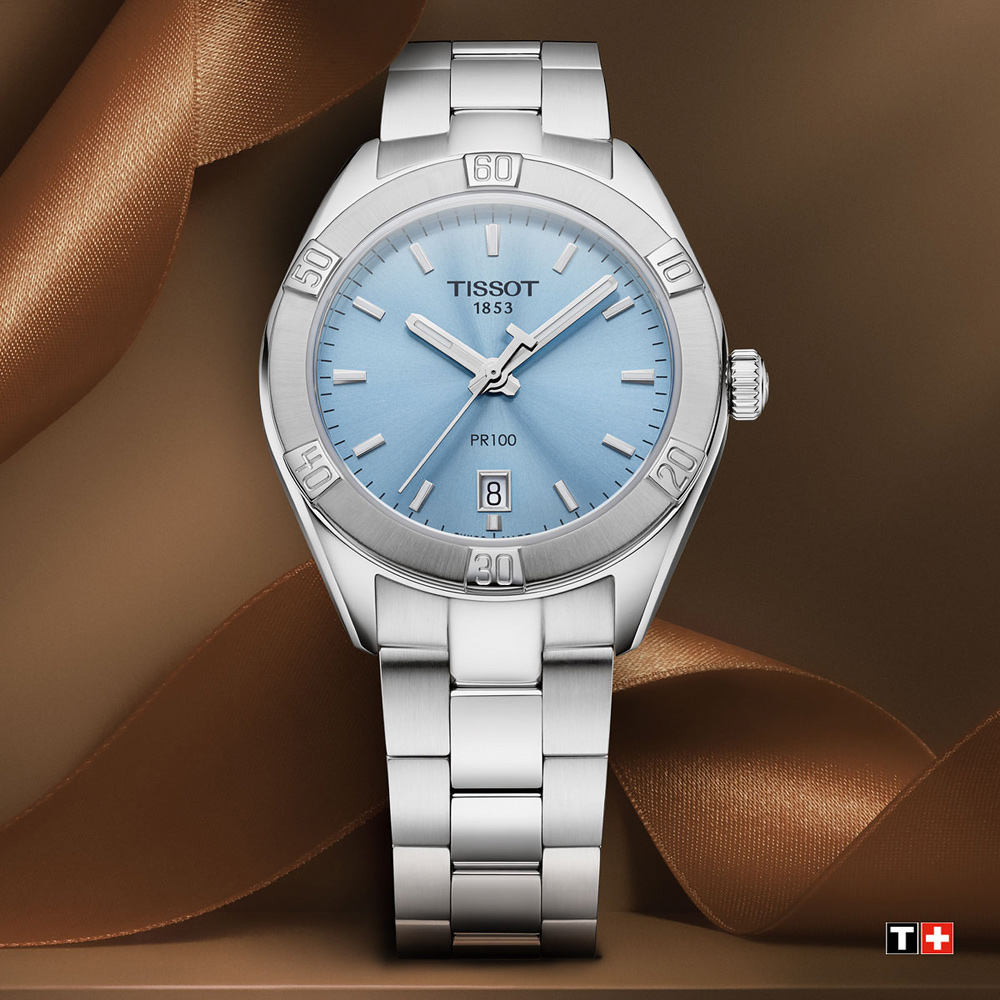 TISSOT 天梭 官方授權 PR100 冰川藍 簡約時尚女錶 周年慶獻禮-36mm T101.910.11.351.00