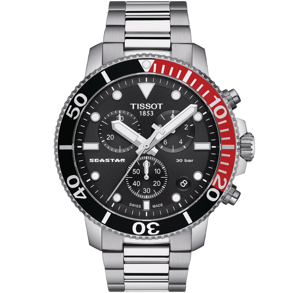 TISSOT 天梭 官方授權 Seastar 1000 海洋之星 可樂圈 300米潛水計時錶 雙11盛典-45.5mm T120.417.11.051.01