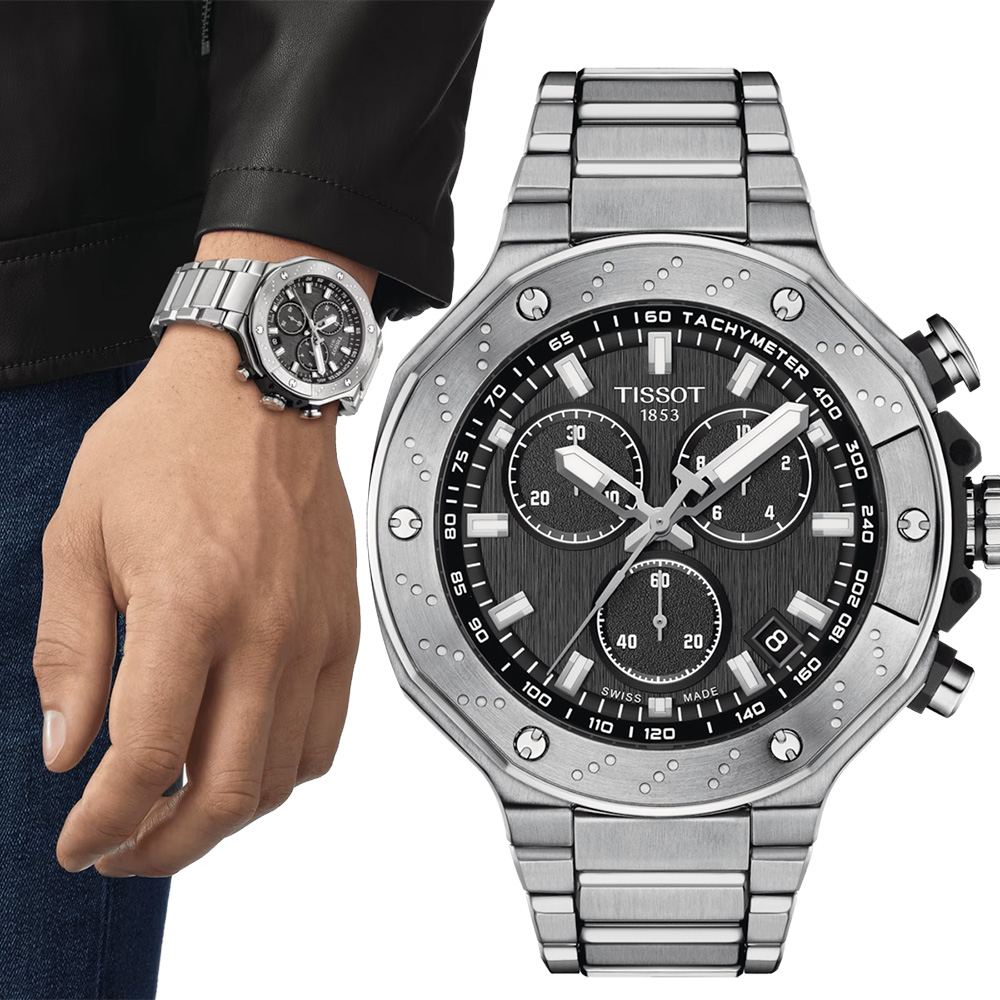 TISSOT 天梭 官方授權 T-RACE 摩托車運動三眼計時手錶 百貨周年慶 T1414171105101