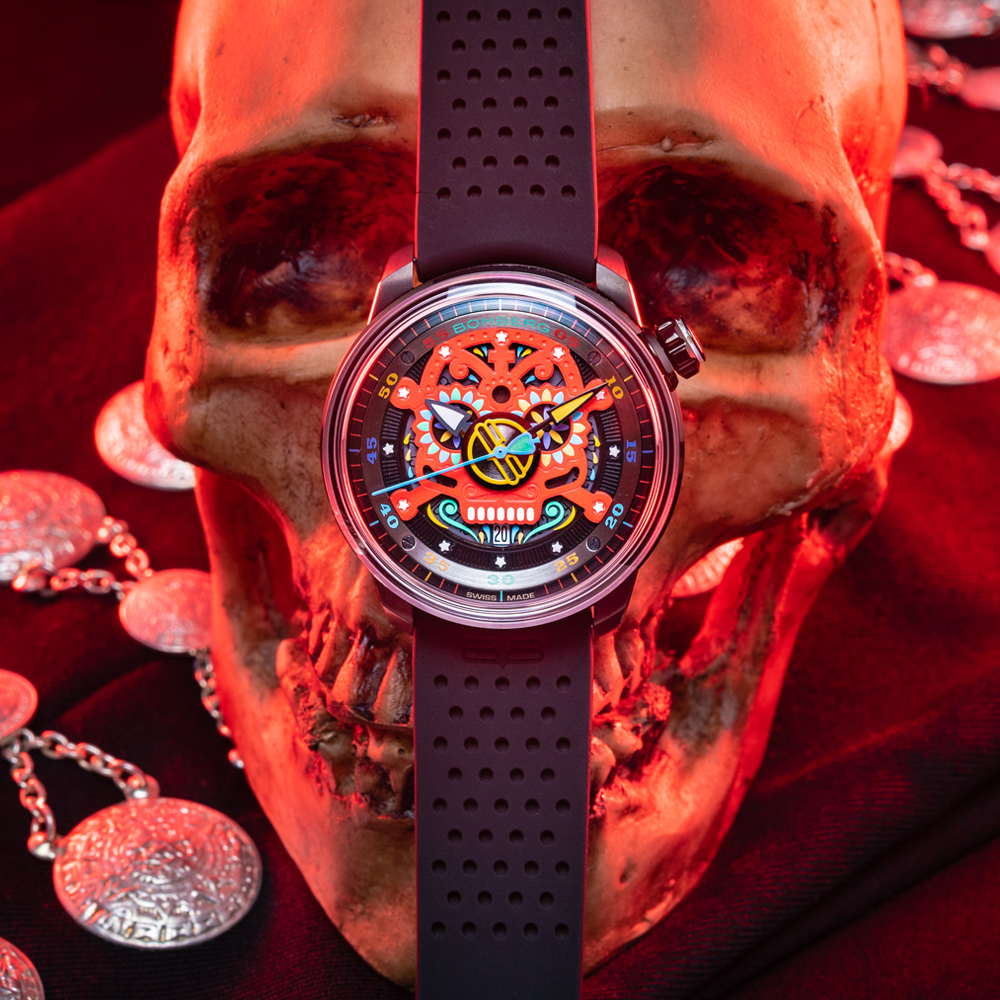 BOMBERG 炸彈錶 BB-01 自動機械系列 墨西哥紅色骷髏自動大三針_CT43APBA.24-2.11