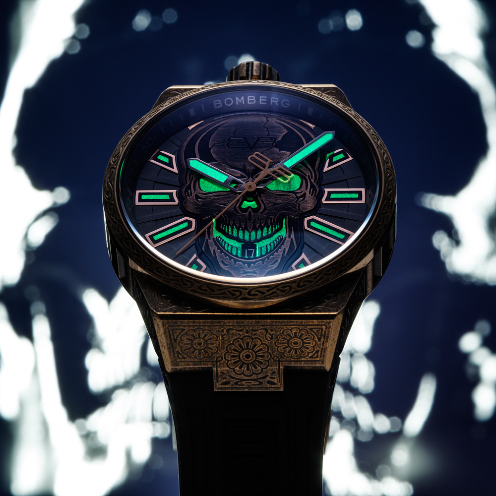 BOMBERG 炸彈錶 Bolt-68 NEO系列 十週年紀念骷髏機械錶 青銅色版本 BF43APBR.08-4.12