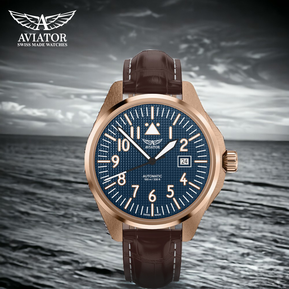 AVIATOR 飛行員 飛行員 AIRACOBRA P43 飛行風格 機械錶 男錶 手錶-V.3.39.2.335.4