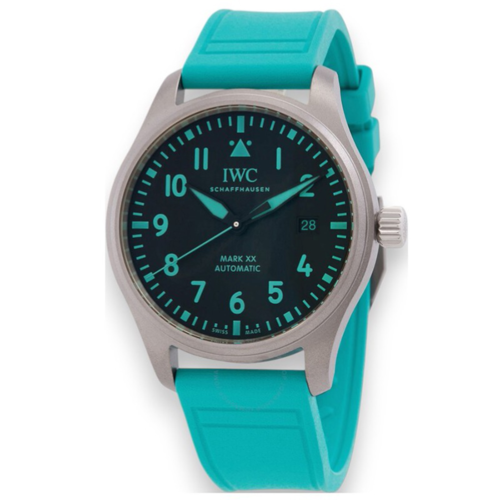IWC 萬國 ( IW328210)馬克二十飛行員鈦金屬黑面綠膠帶x40mm