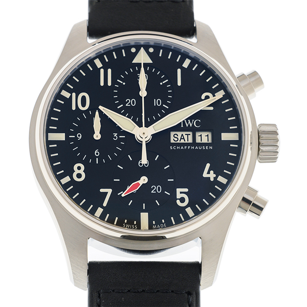 IWC 萬國 飛行員計時(IW388111)黑面黑皮帶機械款x41mm