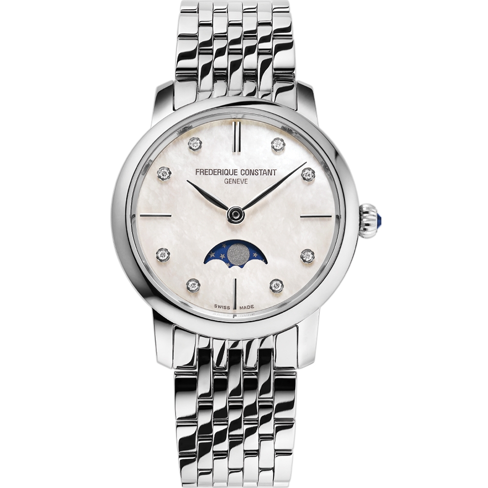CONSTANT 康斯登 Slimline 真鑽月相石英女錶 FC-206MPWD1S6B