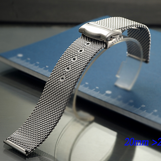 全新 不鏽鋼編織彈壓式摺疊扣米蘭帶-金屬錶帶 (20mm ) omega