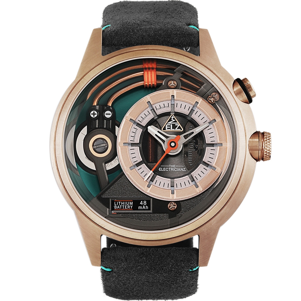 THE ELECTRICIANZ Steel Cazino 45mm玫瑰金色 獨家電路發光手錶-ZZ-A3C/04-CLC