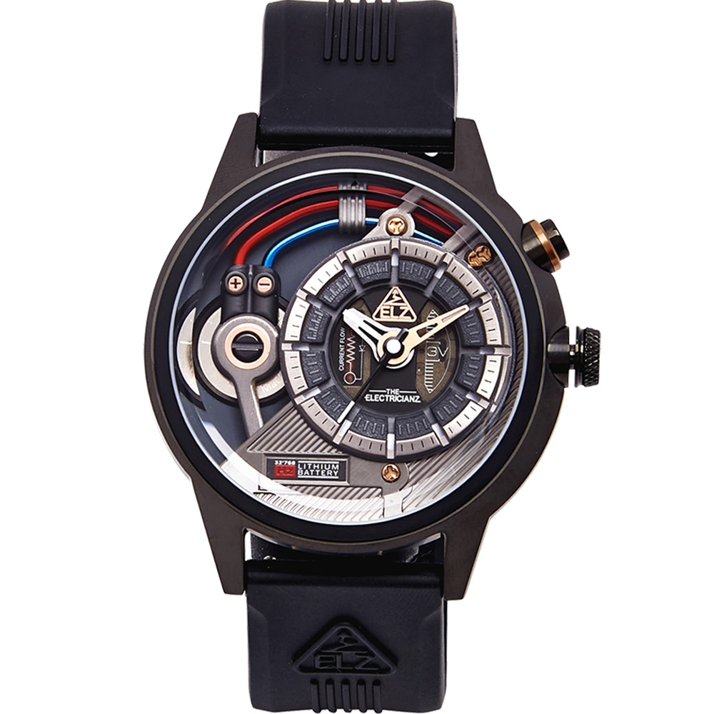 THE ELECTRICIANZ Steel Dark Z 45mm 獨家電路發光手錶-ZZ-A3C/05-CRD