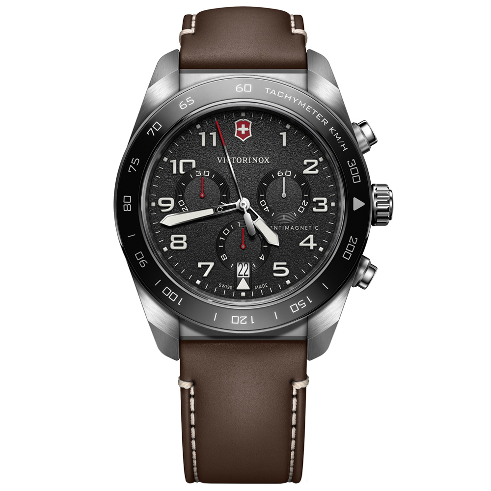 VICTORINOX 瑞士維氏 Swiss Army 浮雕時標 計時腕錶 錶 手錶 送禮 42mm / VISA-242046