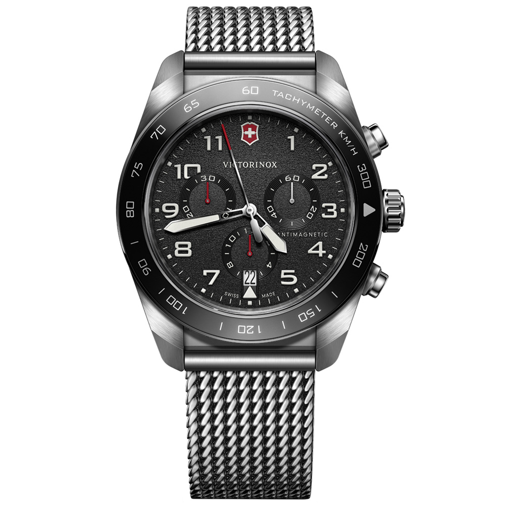 VICTORINOX 瑞士維氏 Swiss Army 浮雕時標 計時腕錶 錶 手錶 送禮 42mm / VISA-242048