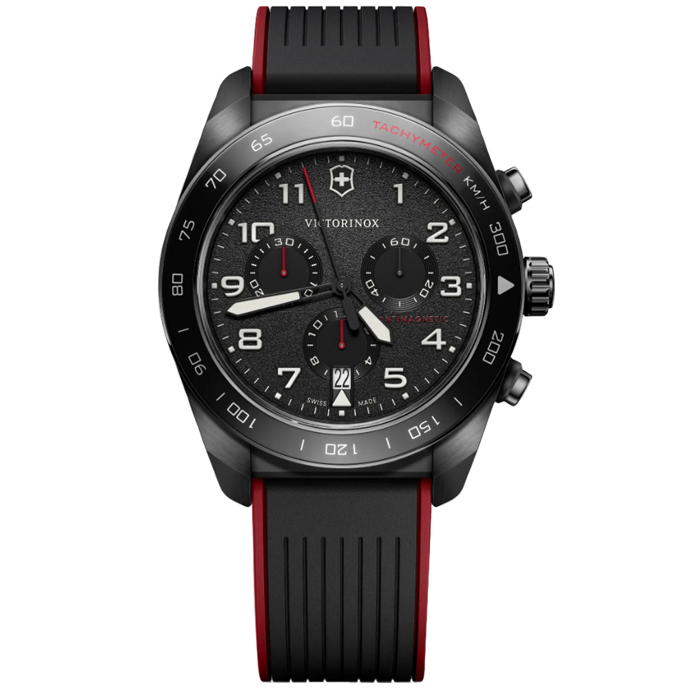 VICTORINOX 瑞士維氏 Swiss Army 浮雕時標 計時腕錶 錶 週年慶 雙11 42mm / VISA-242051