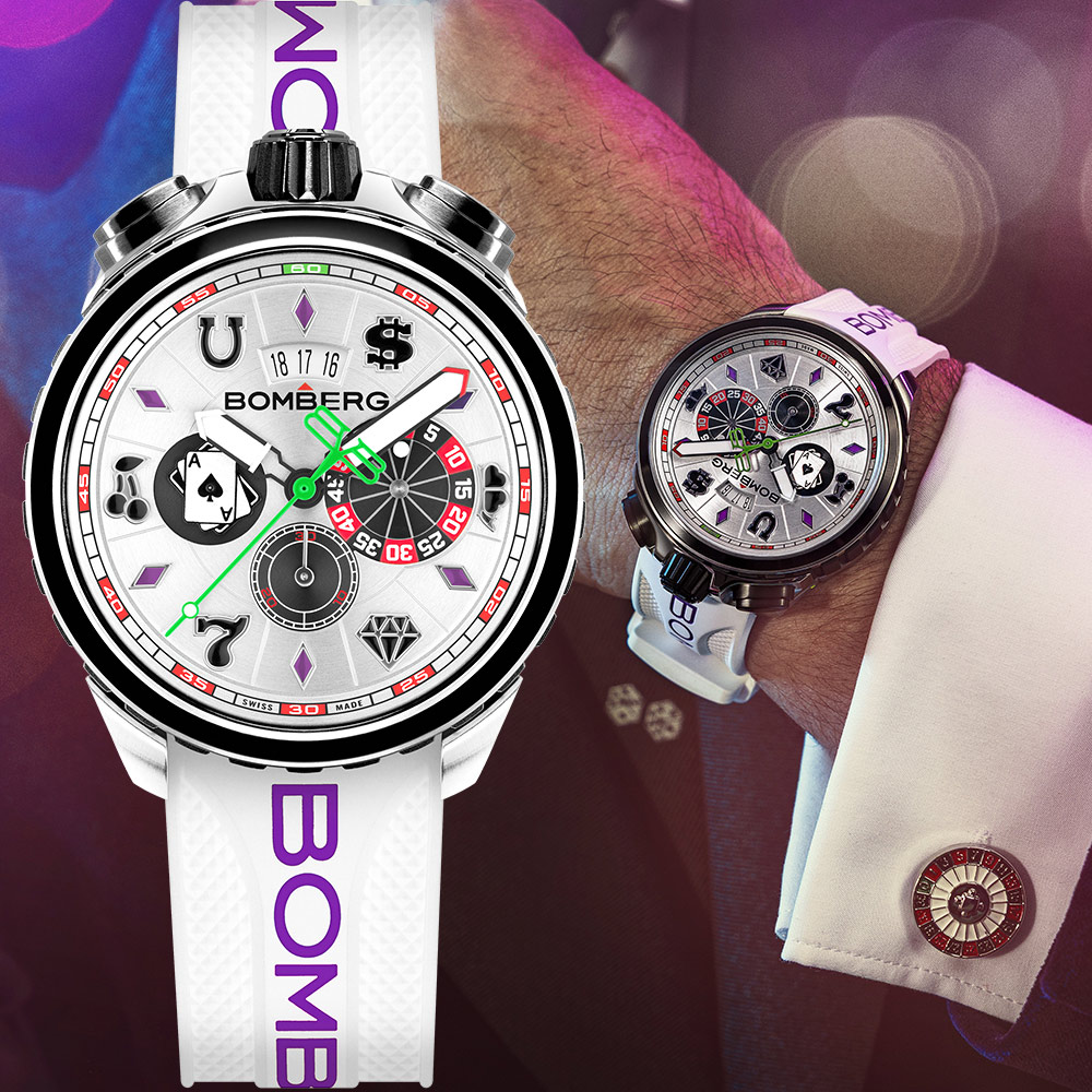 BOMBERG 炸彈錶 BOLT-68 ICE CRYSTAL CASINO冰晶賭場計時手錶 BS45CHSS.075-3.12
