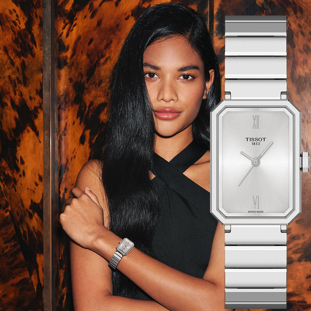 TISSOT 天梭 官方授權 T160.110.11.033.00 SRV系列 幾何線條方形石英女錶 百貨周年慶-30mm T1601101103300