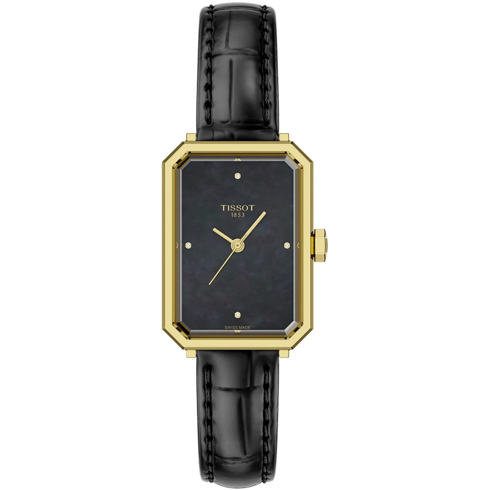TISSOT 天梭 官方授權 SRV系列 復古款珍珠貝典雅方形石英錶/金/30mm/T1601103612600