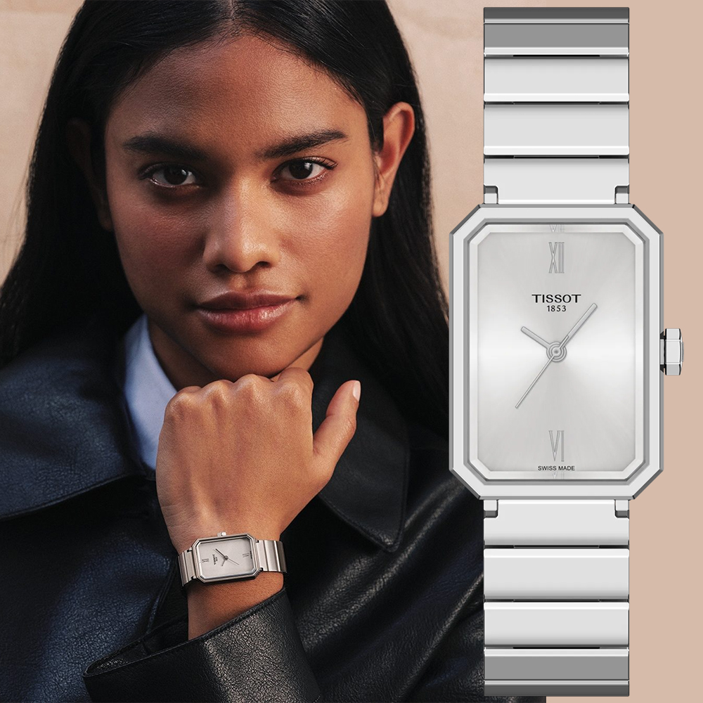 TISSOT 天梭 官方授權 SRV系列 復古款典雅方形石英錶/銀/30mm/T1601101103300