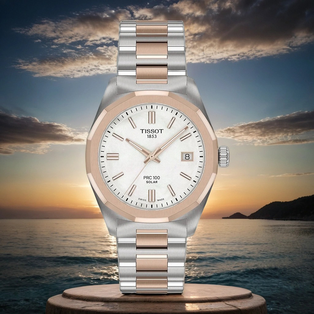 TISSOT 天梭 官方授權 T151.822.22.111.00 PRC 100 Solar 太陽能珍珠貝女錶 百貨周年慶-34mm T1518222211100