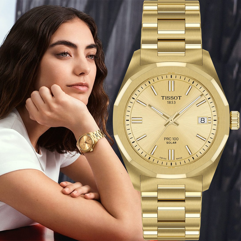 TISSOT 天梭 官方授權 T151.822.33.021.00 PRC 100 Solar 太陽能女錶 百貨周年慶-34mm T1518223302100